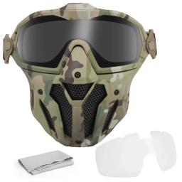 Airsoft paintball máscara facial com ventilador, respirável, anti-fog, proteção facial completa, para festa, cosplay, caça, tiro - Image 1