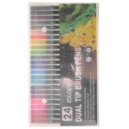 Double Ended Desenho Kit Marcador, Ponta Fina de Feltro, Caneta, Canetas Conjunto para Journaling, Criança, 24 Pcs - Image 2