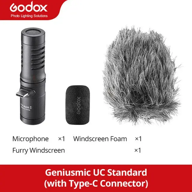 Microfone Direcional Super-Coração Godox UC LT para Transmissão Ao Vivo em Celulares com Conector de 3,5mm