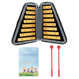 Xilofone Glockenspiel infantil, instrumento de percussão profissional, Carillon Orff, presentes musicais com caixa estilo urso, 16 tons - Image 1