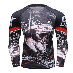 Masculino personalizado impresso fightwear, manga comprida, jiu jitsu compressão Rashguard, bjj camiseta, camisa de boxe, exercício bodybuild t - Image 4