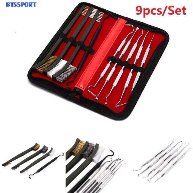 Kit Universal de Limpeza de Armas com 9 Peças - Escovas e Ferramentas para Caça e Manutenção