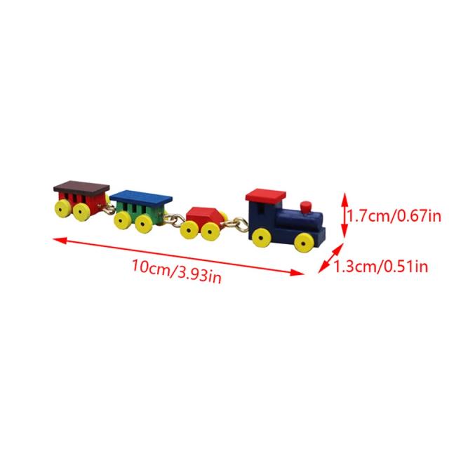 Acessórios de Mini Trem de Madeira para Decoração de Dollhouse - Modelo Realista em Escala 1/12