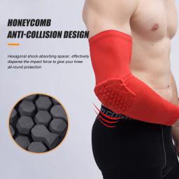 Elastic Respirável Braço Manga Almofadas para Adultos e Adolescentes, Honeycomb Elbow Support, Brace Training, Esporte Equipamento de Proteção, Basquete, Voleibol - Image 2