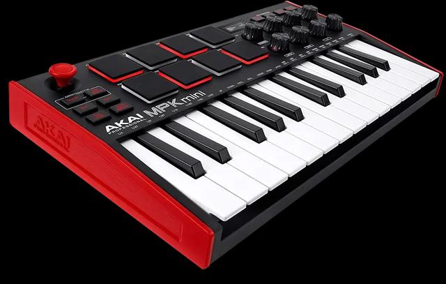 Teclado USB Akai MPK Mini MK3 - Controlador MIDI com 25 Teclas, 8 Almofadas Retroiluminadas e 8 Botões para Produção Musical