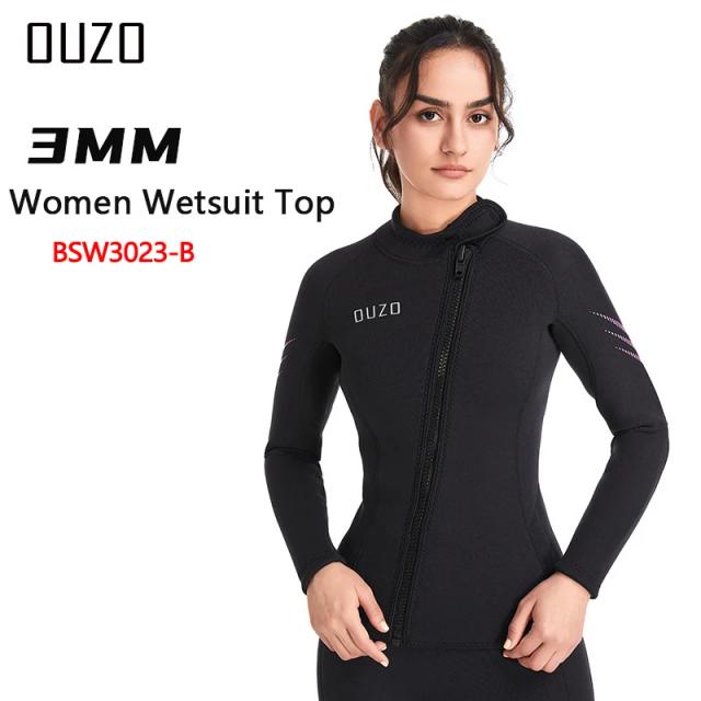 Terno de Mergulho Neoprene 3mm Unissex: Jaqueta, Top e Calças para Surf e Aventuras Subaquáticas