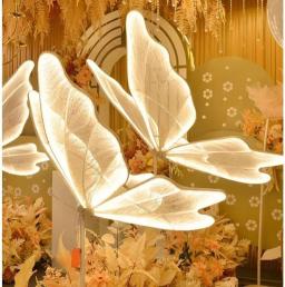 Luzes de borboleta LED para casamento, adereços decorativos de fundo, borboleta luminosa, guia rodoviário, iluminação para festa, 60cm - Image 2