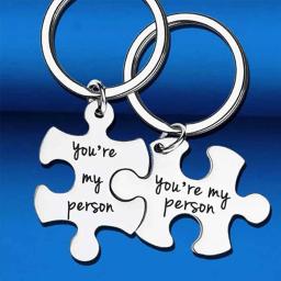 Colares de aço inoxidável para homens e mulheres, ornamentos para puzzles, presentes do dia dos namorados, colares com letras para pescoço 2 peças - Image 2