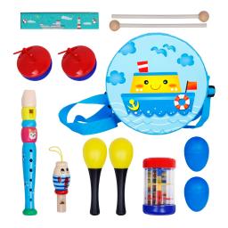 Orff Musical Instrument Set, gaita, martelo de areia, ovo, castanholas, flauta de madeira, brinquedos para bebês, crianças, presentes infantis, 8 pcs - Image 1