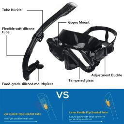 1 conjunto de máscara de mergulho snorkel profissional e snorkels óculos mergulho natação fácil tubo respiração conjunto snorkel máscara - Image 2