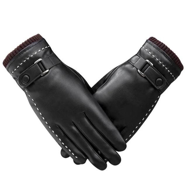Luvas Táticas de Couro PU Femininas para Condução: Luxuosas, Quentes e Perfeitas para Atividades ao Ar Livre no Inverno e Outono