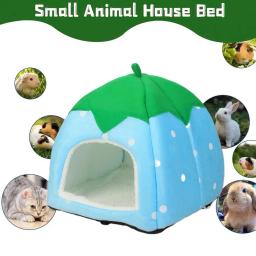 Cama colorida brilhante para animais de estimação, lugar privativo para animais, cabana aconchegante para morango pequeno, casa de hamster, cama cobaia, coelho - Image 6