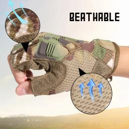 Luvas táticas sem dedos esporte airsoft combate paintball tiro caça condução caminhadas bicicleta antiderrapante meio dedo das mulheres dos homens - Image 3