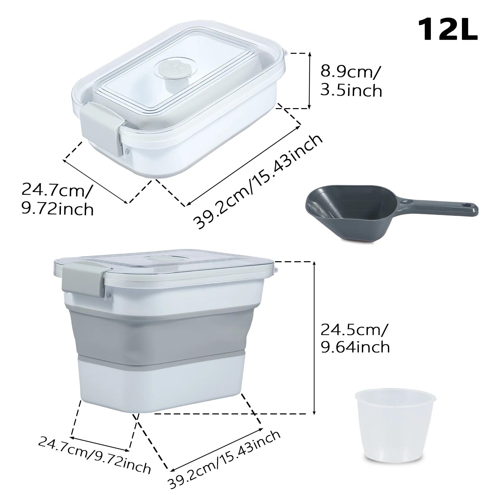 Recipiente De Armazenamento De Alimentos Hermético para Gato e Cão, 12 L, 20L, Recipiente De Armazenamento De Alimentos Para Animais De Estimação, Caixa De Armazenamento De Alimentos Dobrável - Image 1