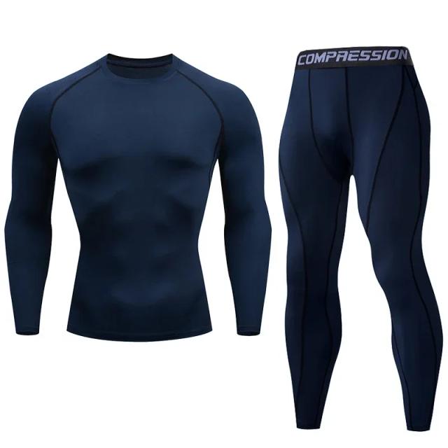 Conjunto de Roupa Esportiva Masculina para Corrida e Ginásio com Compressão e Secagem Rápida