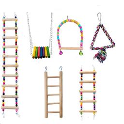 Brinquedos De Pássaro De Madeira Para Papagaio Pequeno, Mastigação, Brinquedos De Treinamento, Corda De Algodão, Balanço, Anel Pendurado, Sino, Gaiola, Escalada, Escadas, Pet Supplies - Image 2