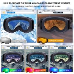 Esportes ao ar livre óculos de esqui proteção uv400 máscara de esqui masculino feminino anti-nevoeiro grande rosto óculos de neve snowboard esqui eyewear - Image 5
