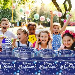 Blue Diamond Party Louça, Conjunto De Placa De Papel De Aniversário Descartável, Copos De Papel e Toalhas, Suprimentos De Decoração - Image 2