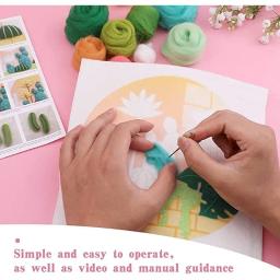 Diy lãs feltro pintura bordado kit cactus quadro lã felting conjunto pintura artesanato artesanal agulha para decoração de casa presente da mãe - Image 5