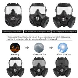 Zlangsports Máscara facial de airsoft tática de paintball com mudança de cor e ventiladores duplos Máscaras de proteção CS Cosplay - Image 2