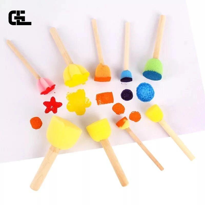 Conjunto de 5 peças para crianças, carimbo esponja, kits de escova, desenho de flores, pintura, brinquedos educativos para crianças - Image 1