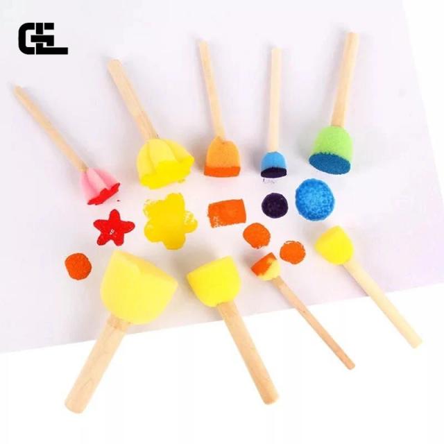 Kits Educativos para Crianças: 5 Peças de Carimbo Esponja e Escovas para Desenhos de Flores e Pintura