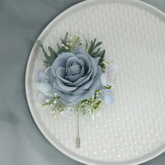 Elegante Boutonniere de Rosas de Seda e Corsage para Dama de Honra - Acessórios de Casamento para Noivo e Convidados