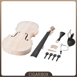 Full Size Natural madeira maciça acústico violino Kit, DIY, Spruce Top, Bege, costas, pescoço, Fingerboard, Tailpiece, 4/4 - Image 1