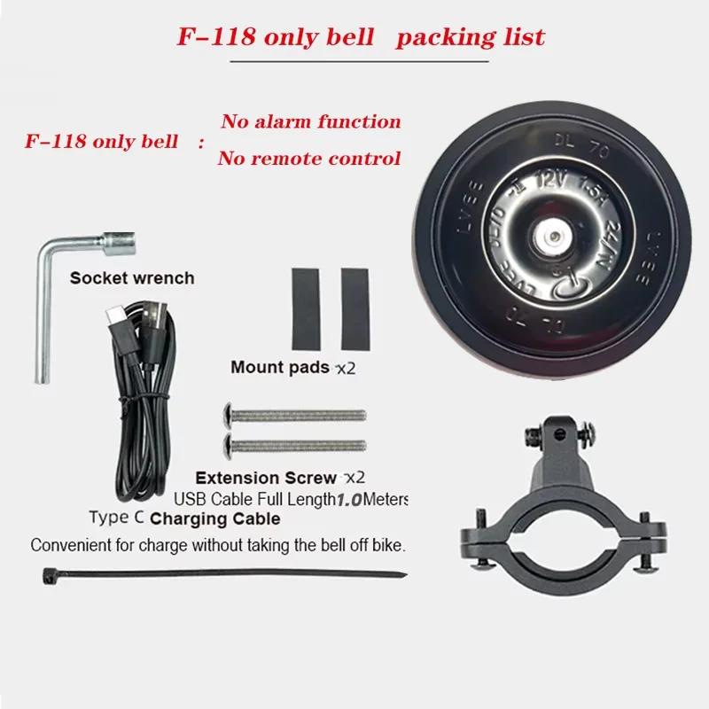 Fedog bicicleta elétrica scooter chifre elétrico alarme elétrico super alto chifre à prova dwaterproof água tipo-c carregamento alarme anti roubo - Image 1