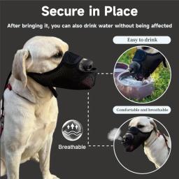 Focinho do cão respirável para cães pequenos médios grandes, malha macia ajustável, Anti-mordendo mastigação Loop, potável Pet fornecimentos - Image 4