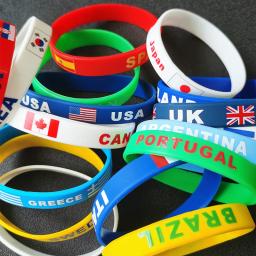 País Bandeira Do Mundo Logo Silicone Pulseira, Nacional Fã De Futebol, Elástico Pulseiras De Borracha, Nome Impressão, Presente de Lembrança, 38, 2Pcs - Image 5