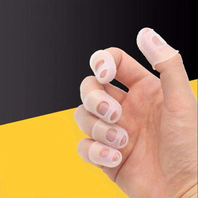 Protetores de Ponta de Dedo em Silicone para Ukulele e Guitarra - Conjunto com 5 Peças em Tamanhos S, M e L Transparente por Atacado
