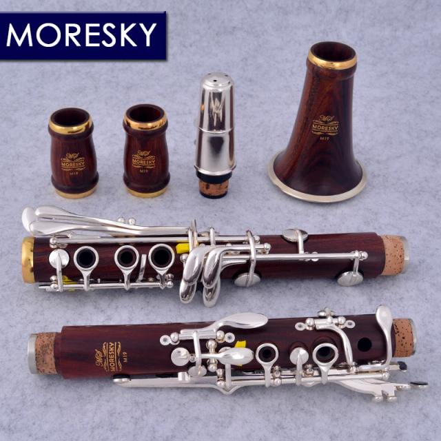 MORESKY Clarinete Profissional Jacarandá bB Chave Banhado A Ouro 17 Chaves Mopane Sib Klarnet M19