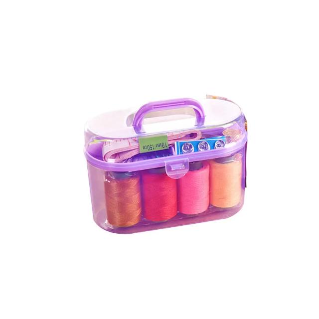 Kit de Costura Completo com Caixa de Armazenamento, Agulhas de Bordado, Pinos e Dedal para Projetos de DIY