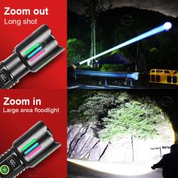 Lanterna led de alta potência, super brilhante, longo alcance, 5000m, recarregável, usb, ultra poderosa, tática, lâmpada de mão, acampamento - Image 6