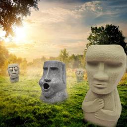 Moai pedra homem vela molde de silicone forma gesso escultura arte aromaterapia gesso casa decoração molde presente casamento artesanal - Image 1