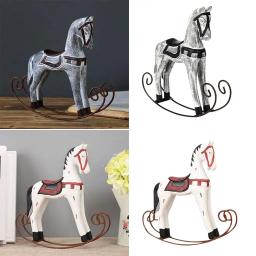 Madeira nórdica pintada artesanato a cavalo, Escultura de animais para hotel e loja, Decoração de mesa para casa - Image 1