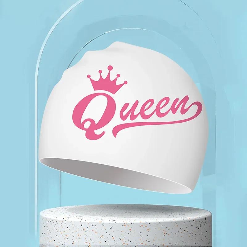 Toucas de natação estampadas, cabelo longo, proteção para os ouvidos, unissex, homens, mulheres, estiramento, elástico, silicone, acessórios de piscina - Image 1