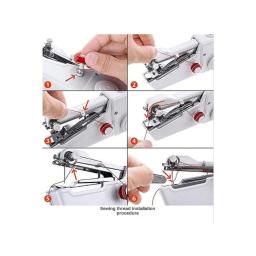 Mini máquina de costura portátil com luz, 2 velocidades, fio duplo, elétrico, doméstico, multifunções, cortador, foot tools - Image 4