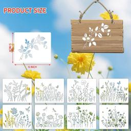 8/16/30 pçs estênceis para pintura de tela em madeira reutilizável estêncil arte modelo diy folhas florais desenho modelos estênceis - Image 1