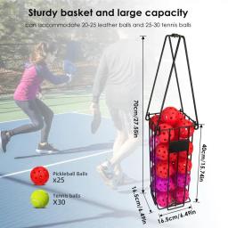 Cesta De Armazenamento De Bola De Tênis, Pickle Ball Picking Basket com Alça, Selecionador De Bola De Tênis, Aço Inoxidável Durável - Image 6