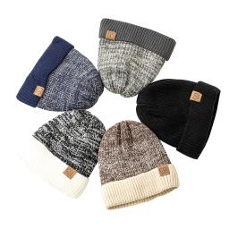 Novos chapéus de inverno unissex de dois tons adicionam forrados de pele homens e mulheres moda gorro quente casual inverno chapéus de malha - Image 6
