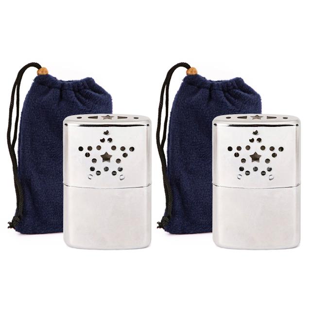 Aquecedor de Mão Portátil de Metal com Bolsa – Mini Aquecedor a Gasolina para Pesca, Camping e Caminhadas no Inverno, Conjunto de 1 ou 2 Peças