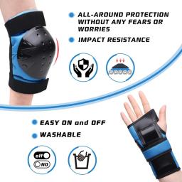 GOMOREON-Joelheiras para Crianças e Adultos, Cotoveleiras, Equipamento de Proteção, Skate, Roller, Patinação, Ciclismo, BMX, Bicicleta, 6 peças - Image 2
