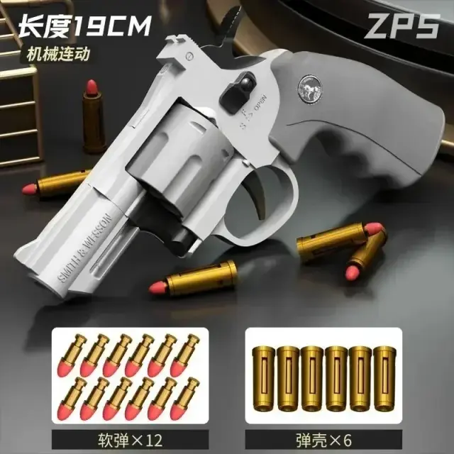 Revolver Toy Gun Csnoobs-ZP5 com Disparo Contínuo Mecânico, Ideal para Crianças e Adultos, com Balas de Dardo Macio para Diversão ao Ar Livre