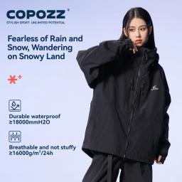 Copozz engrossar 3l jaqueta de esqui das mulheres dos homens à prova de vento à prova dwindproof água inverno casaco de esqui wear cor sólida com capuz quente snowboard terno de esqui - Image 2