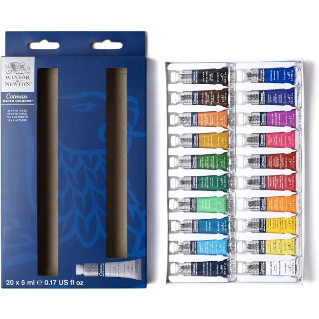 Tintas Aquarela Winsor e Newton Cotton: Tubos de Alta Transparência e Leveza, Disponíveis em 10 ou 20 Cores, 5ml