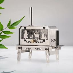 Mini fogão a carvão dobrável portátil, aquecedor de poço de fogo ao ar livre de aço inoxidável, queimador de madeira removível para acampamento ​ - Image 6