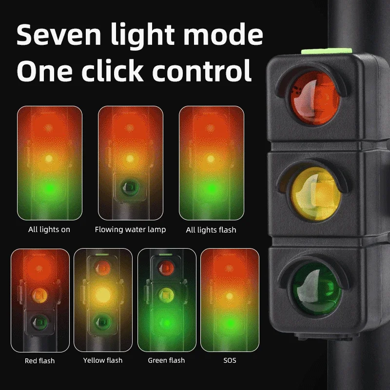 COBA-LED Lanterna de bicicleta com clip, vermelho, azul, verde, cuidado de emergência, ciclismo piscando luz de advertência, USB recarregável - Image 3