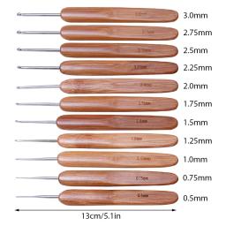 Lmdz 0.5mm-3mm cabo de madeira agulhas de tricô ganchos de tricô de bambu diy ganchos de crochê agulhas para tecer fio agulhas de costura ferramenta - Image 2